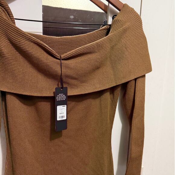 NWT Fashion Nova Tamara Camel Ribbed Knit Sweater Maxi Bodycon Dress Size 2XL - Picture 8 of 12